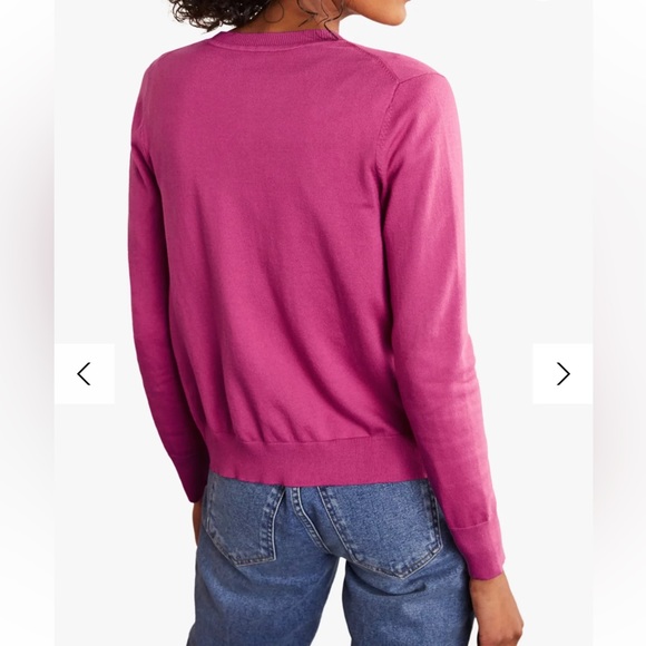 Boden Eldon berry sorbet cotton blend 6 cropped 3/4 sleeve button up cardigan - Picture 3 of 15